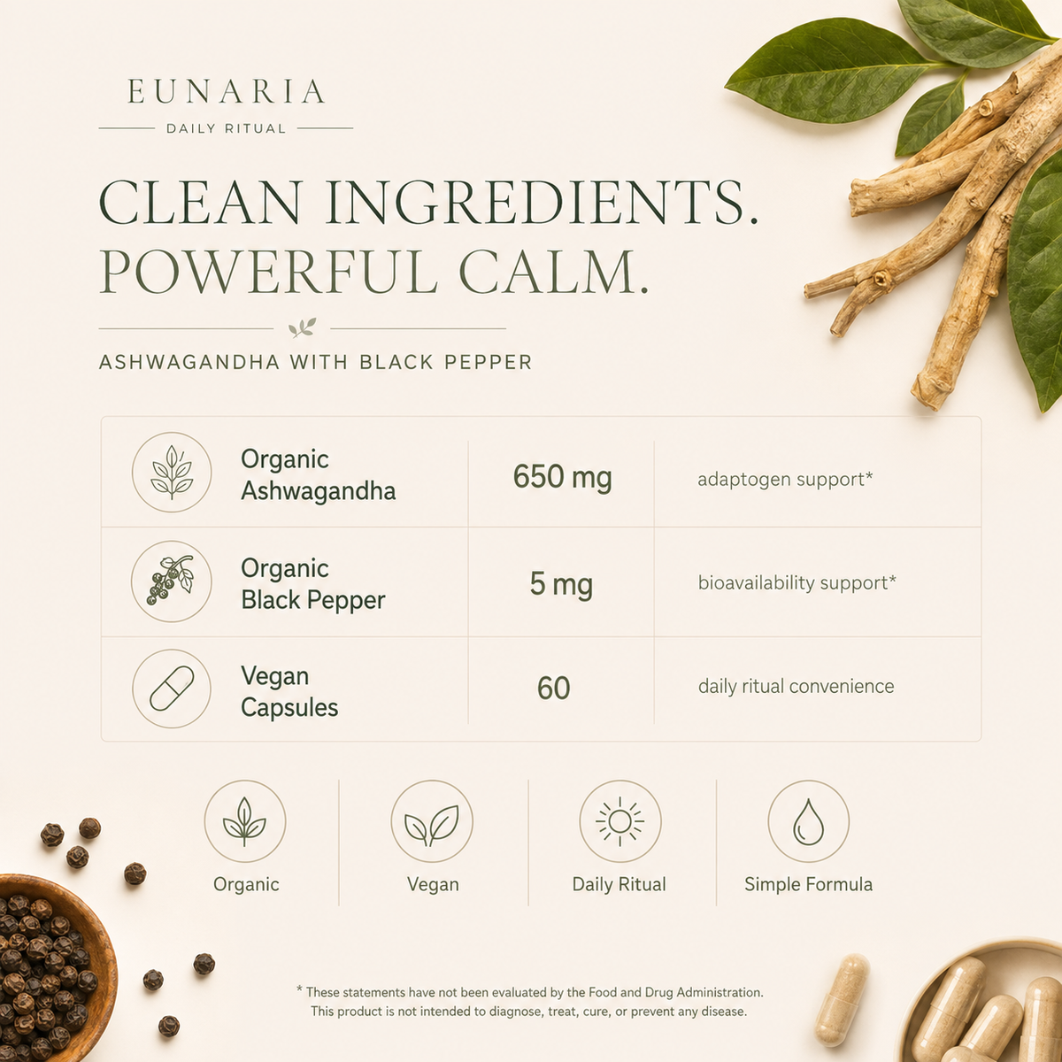 Woman holding EUNARIA Pure Ashwagandha