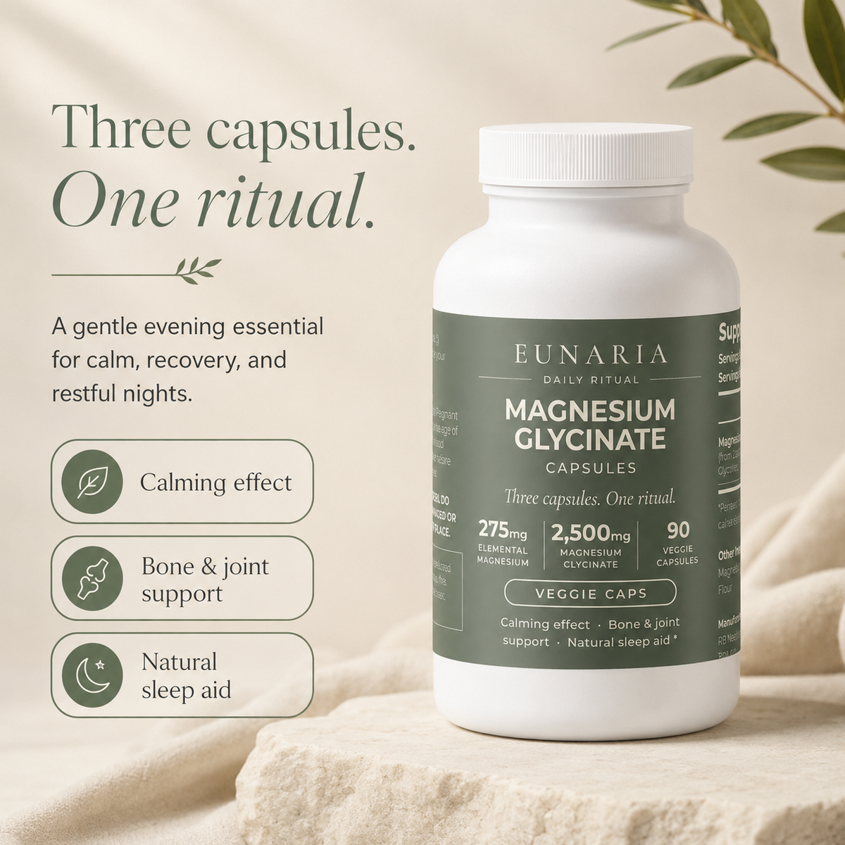 EUNARIA Magnesium Glycinate ingredients and serving amounts