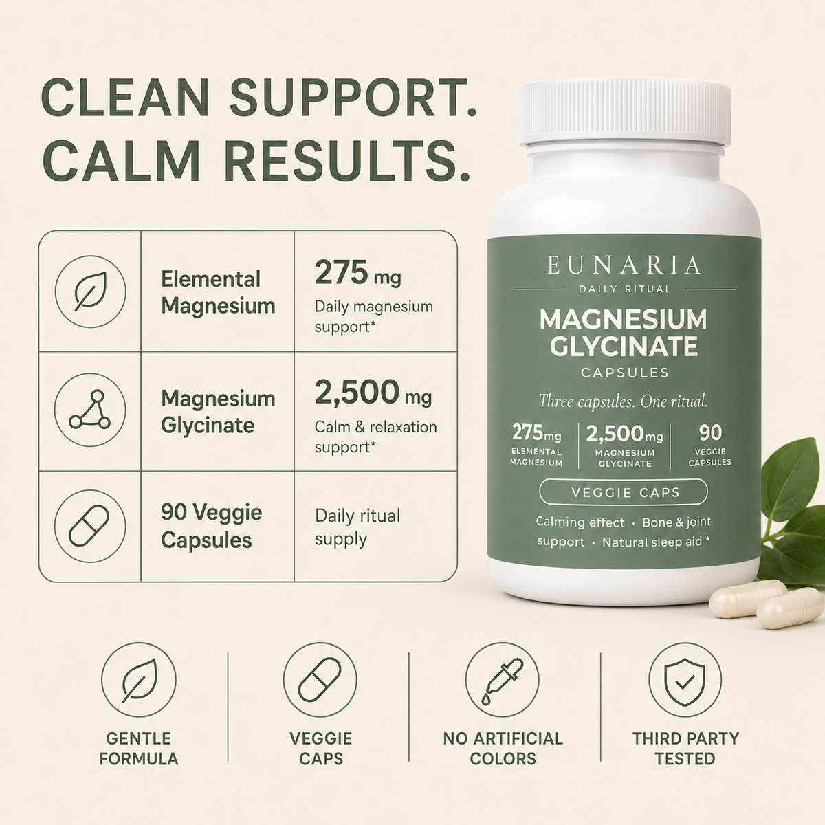 Eunaria Magnesium Glycinate jar - premium women's wellness supplement