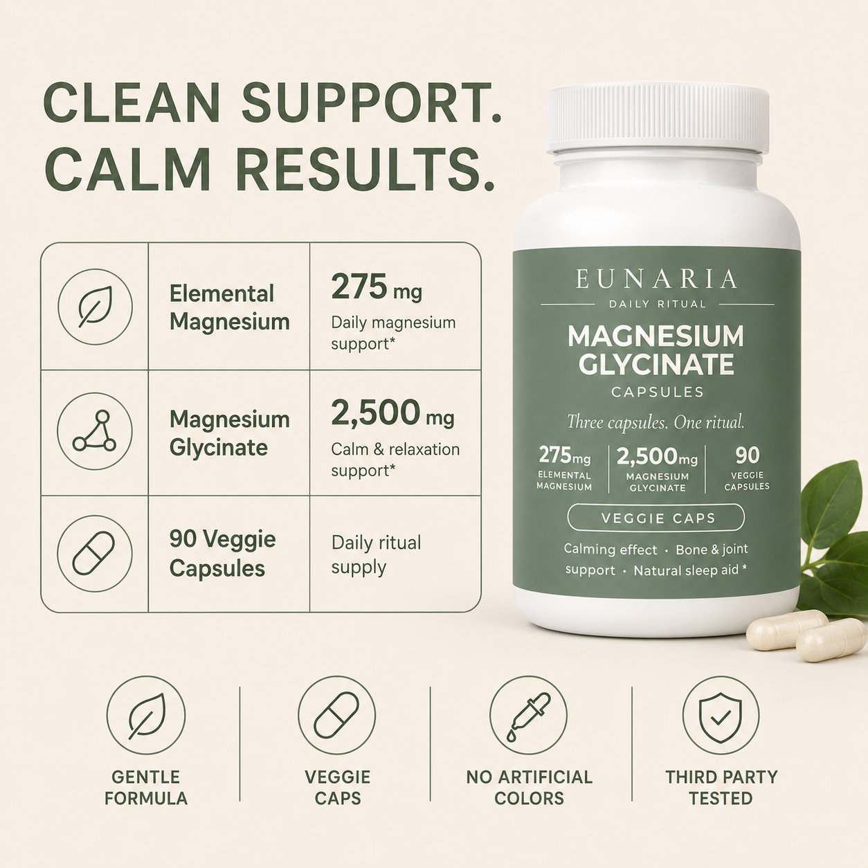 Eunaria Magnesium Glycinate jar - premium women's wellness supplement