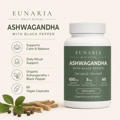 Eunaria Pure Ashwagandha jar - premium women's wellness supplement